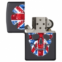 Zippo aansteker British Flag Skull open