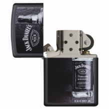 Zippo aansteker Jack Daniels Bottle Matte Black open