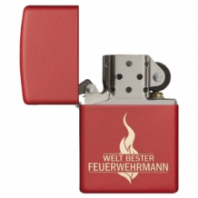 Zippo aansteker Welt Bester Feuerwehrmann Red open