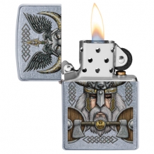 Zippo aansteker Viking Odin open